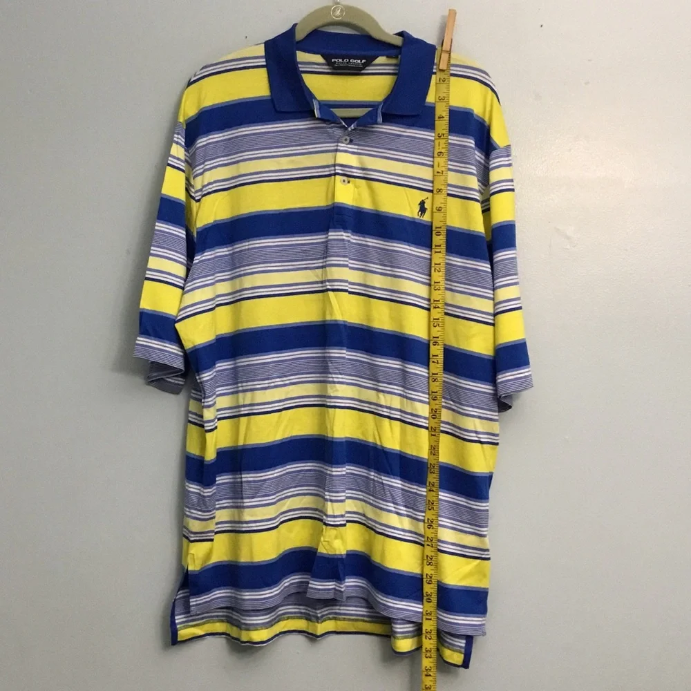 Ralph Lauren Men's Polo in Blue, Yellow, and White Stripes